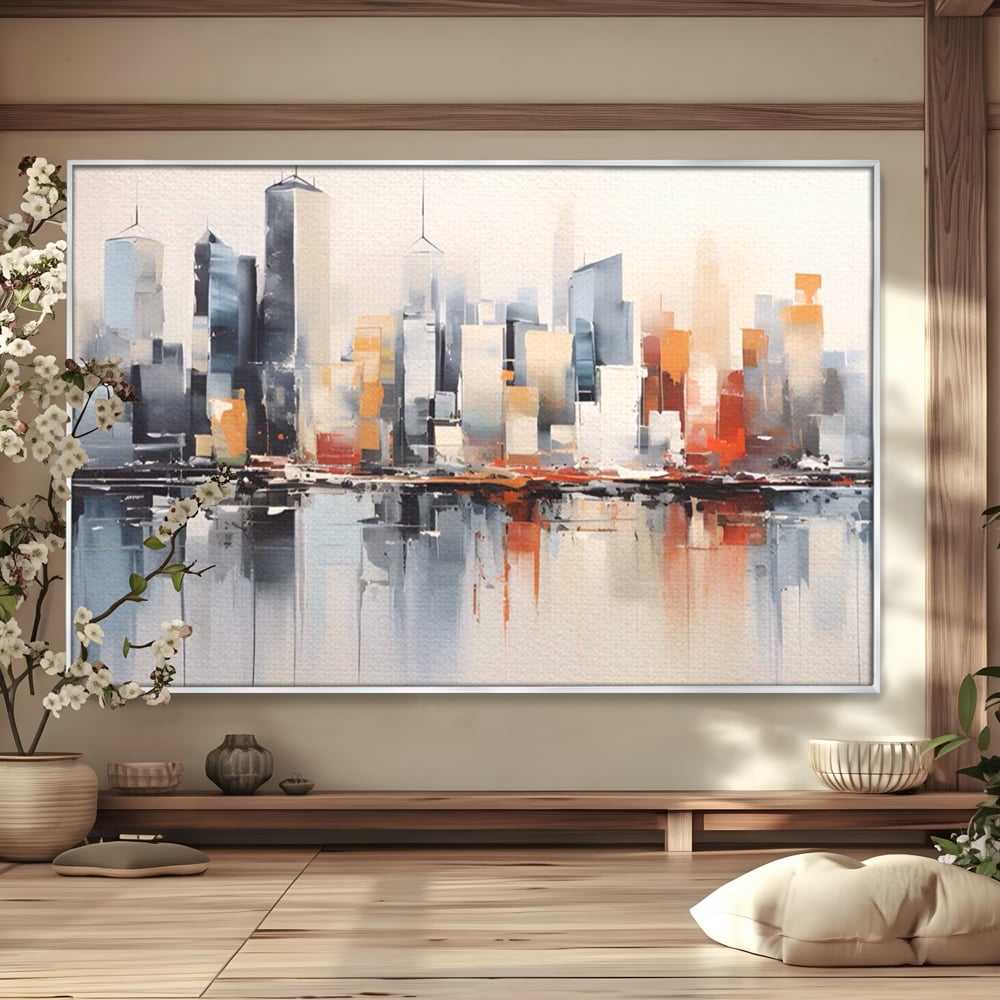 Tablou Canvas Premium LuxCanva® A1386, The City , Living, Oras, Cladiri, Reflexie, Dormitor, Culori Vibrante
