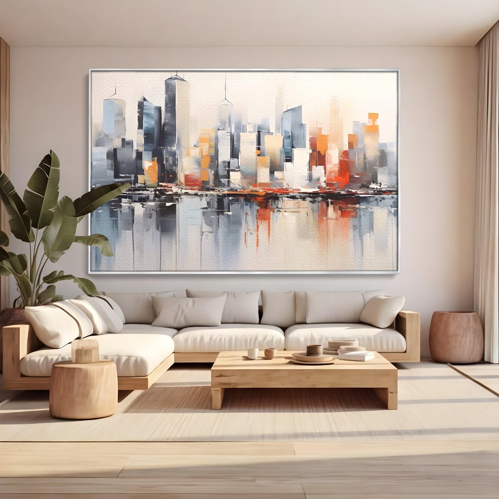 Tablou Canvas Premium LuxCanva® A1386, The City , Living, Oras, Cladiri, Reflexie, Dormitor, Culori Vibrante