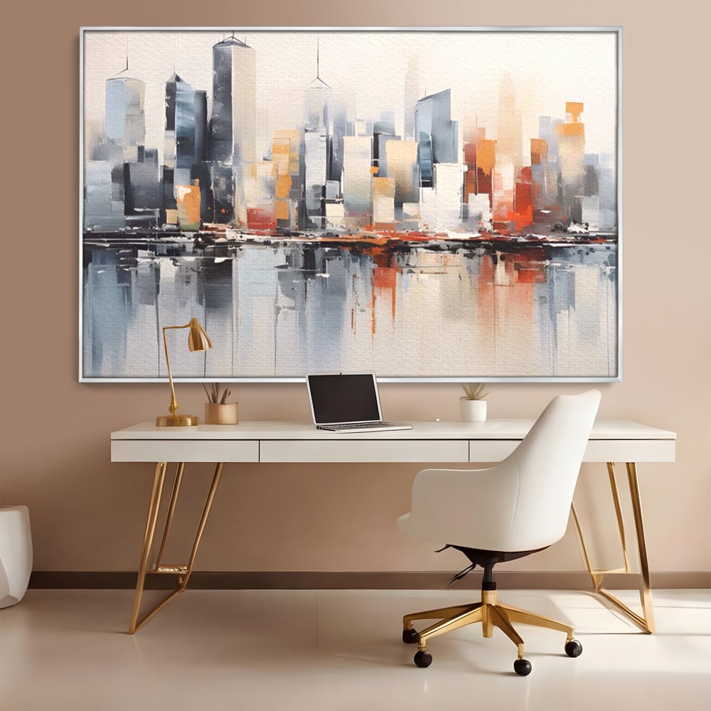 Tablou Canvas Premium LuxCanva® A1386, The City , Living, Oras, Cladiri, Reflexie, Dormitor, Culori Vibrante