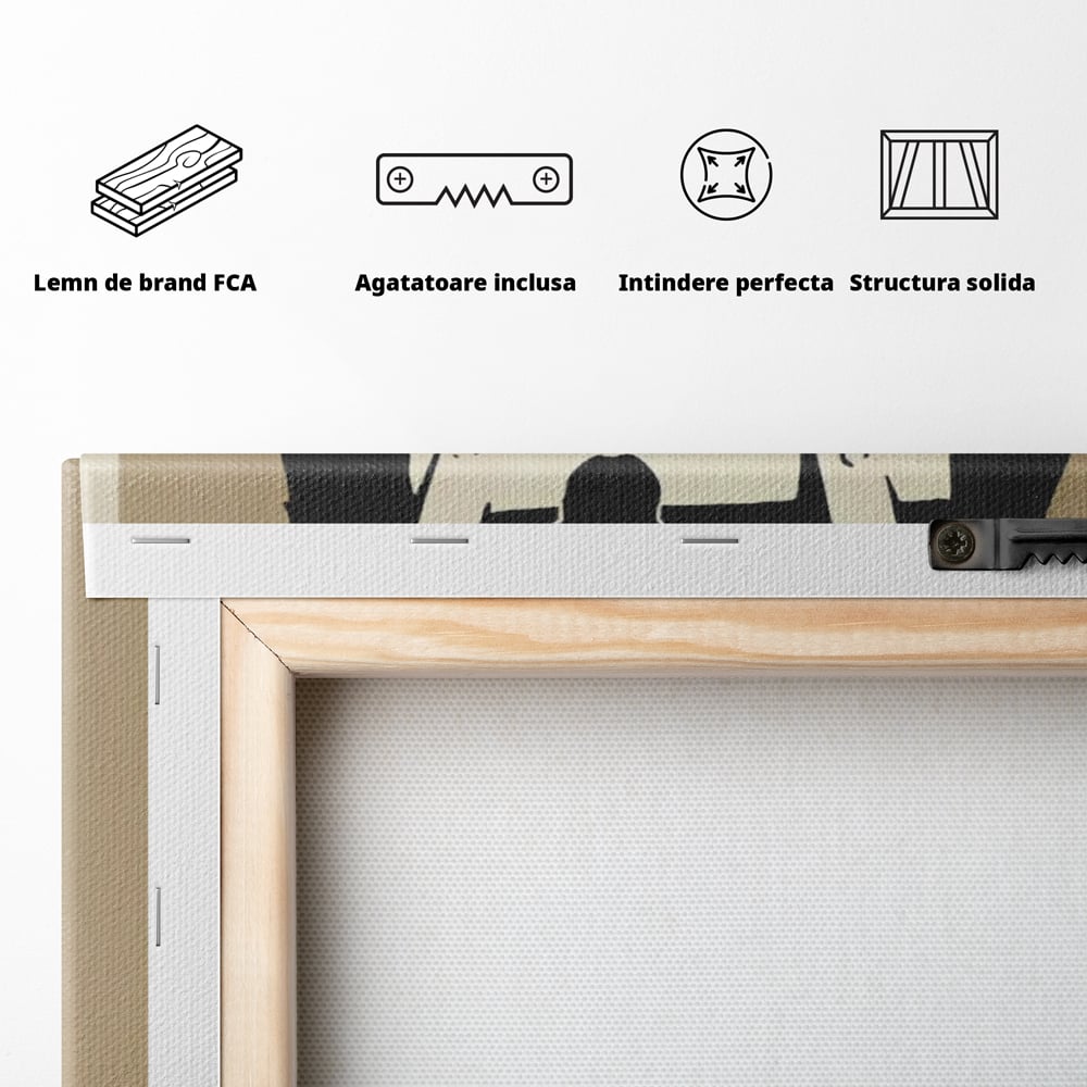 Tablou Canvas Premium LuxCanva® A1387, Laugh Now , Living, Maimuta, Jungla, Motivational, Echipa, Birou, Culori Vibrante