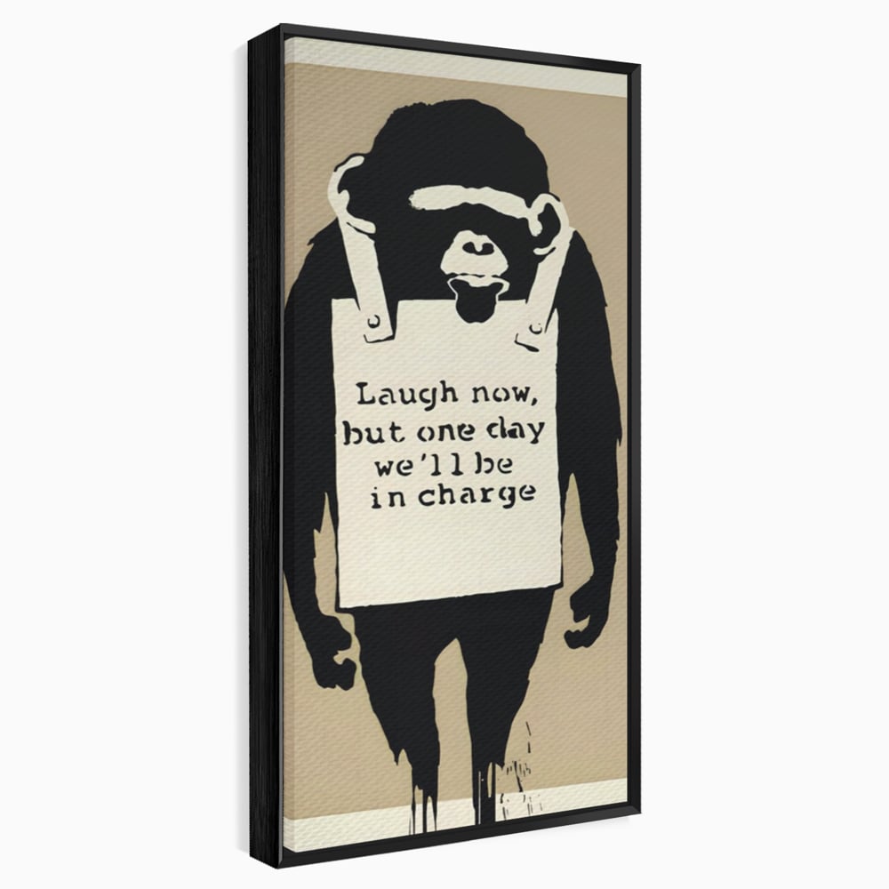 Tablou Canvas Premium LuxCanva® A1387, Laugh Now , Living, Maimuta, Jungla, Motivational, Echipa, Birou, Culori Vibrante