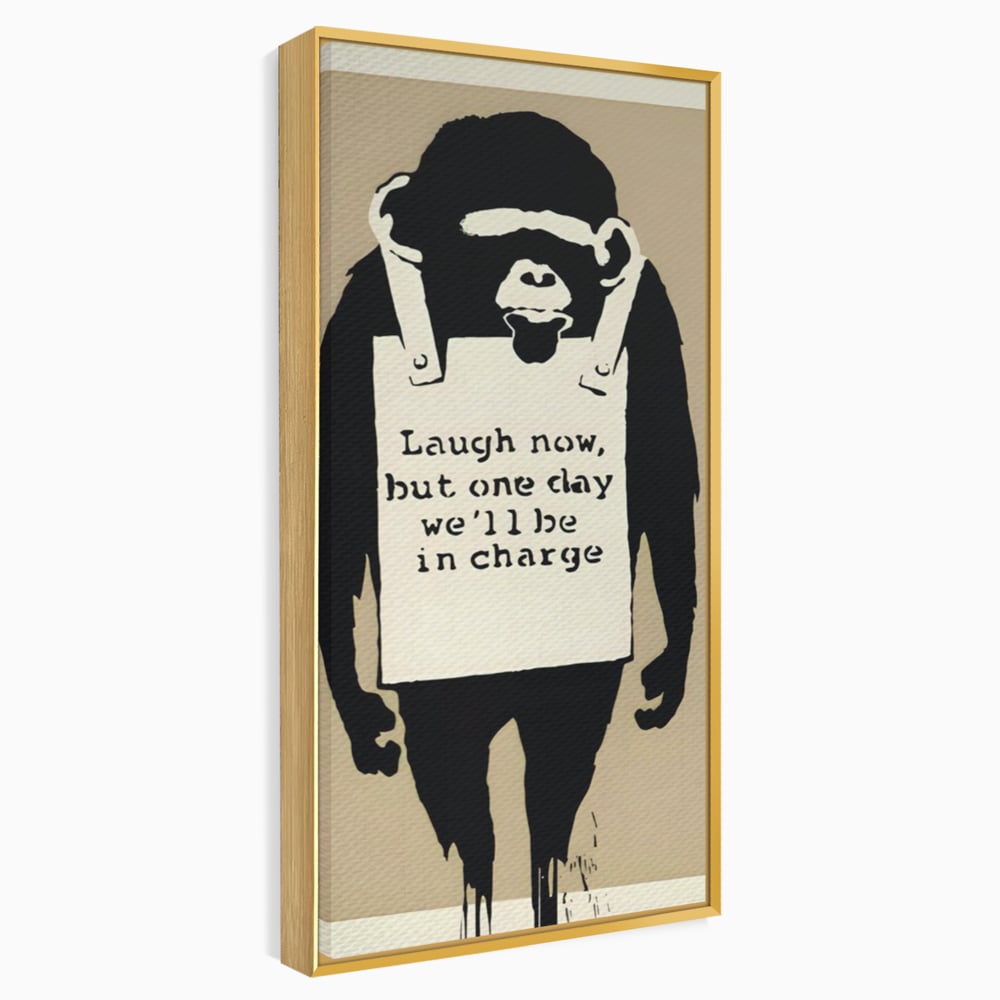 Tablou Canvas Premium LuxCanva® A1387, Laugh Now , Living, Maimuta, Jungla, Motivational, Echipa, Birou, Culori Vibrante