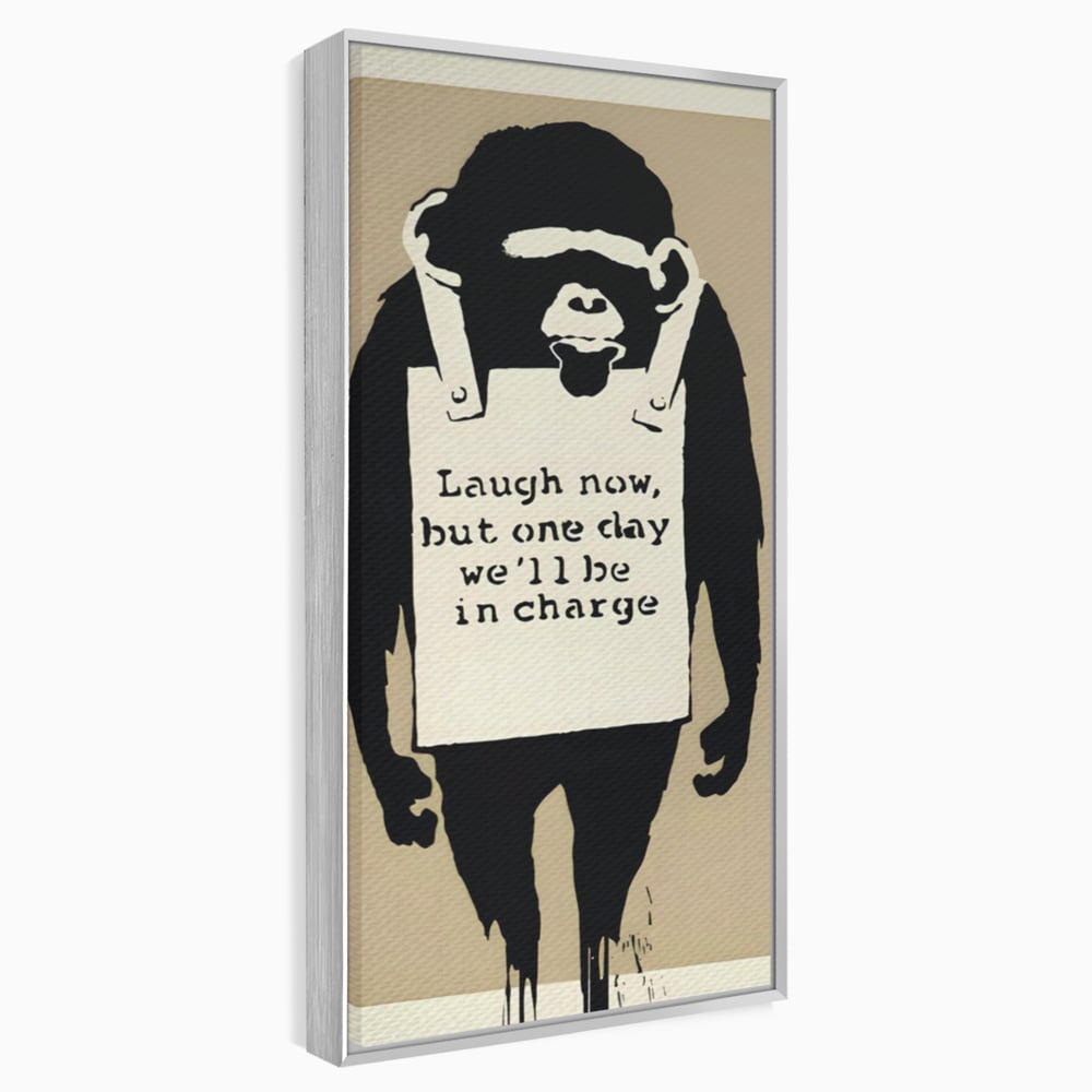 Tablou Canvas Premium LuxCanva® A1387, Laugh Now , Living, Maimuta, Jungla, Motivational, Echipa, Birou, Culori Vibrante
