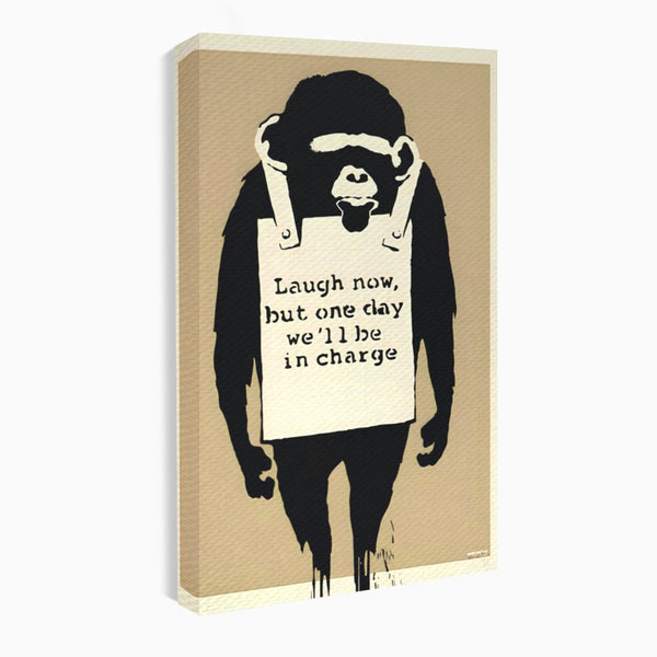 Tablou Canvas Premium LuxCanva® A1387, Laugh Now , Living, Maimuta, Jungla, Motivational, Echipa, Birou, Culori Vibrante