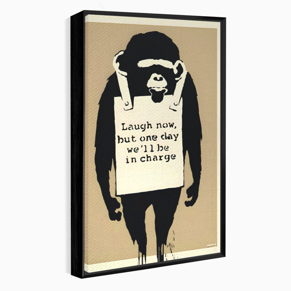 Tablou Canvas Premium LuxCanva® A1387, Laugh Now , Living, Maimuta, Jungla, Motivational, Echipa, Birou, Culori Vibrante