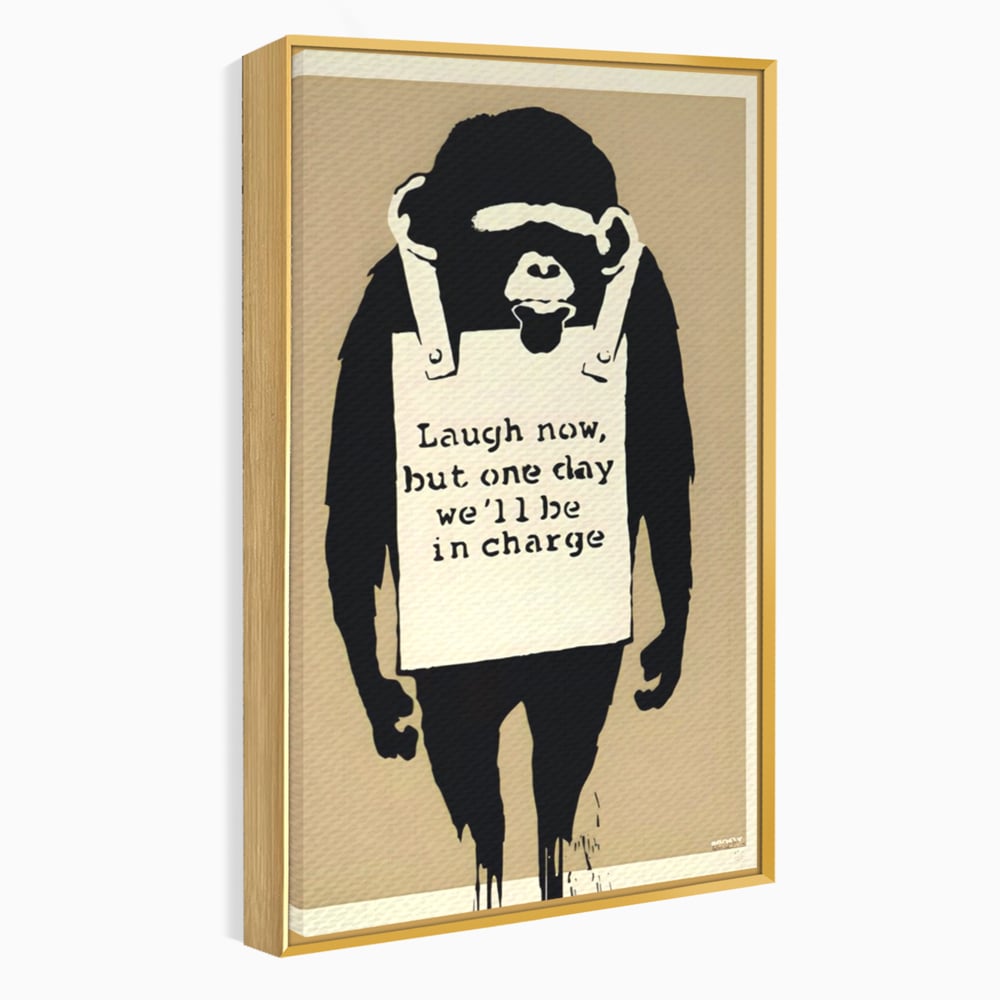 Tablou Canvas Premium LuxCanva® A1387, Laugh Now , Living, Maimuta, Jungla, Motivational, Echipa, Birou, Culori Vibrante