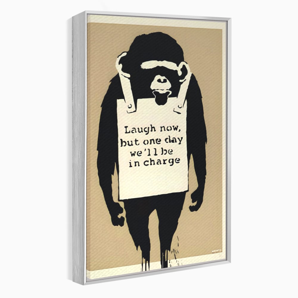 Tablou Canvas Premium LuxCanva® A1387, Laugh Now , Living, Maimuta, Jungla, Motivational, Echipa, Birou, Culori Vibrante