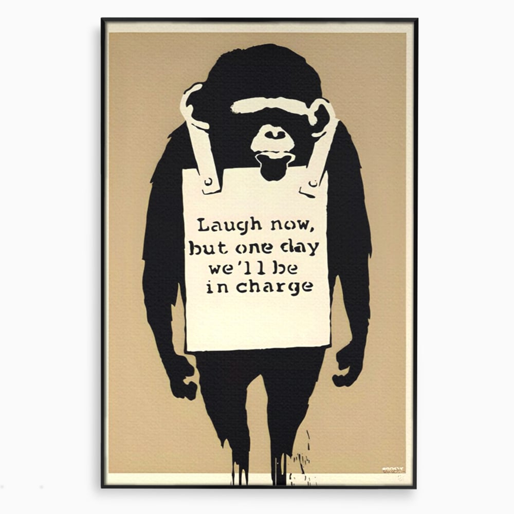 Tablou Canvas Premium LuxCanva® A1387, Laugh Now , Living, Maimuta, Jungla, Motivational, Echipa, Birou, Culori Vibrante
