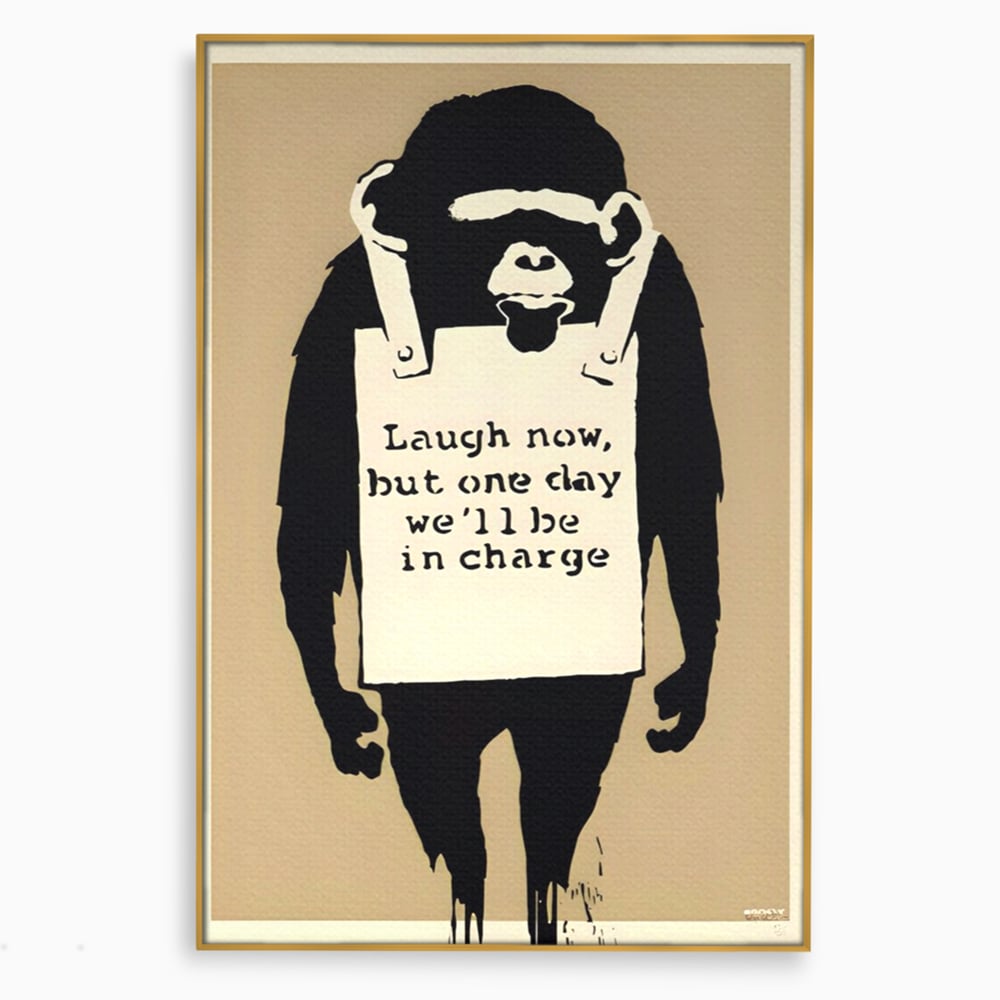 Tablou Canvas Premium LuxCanva® A1387, Laugh Now , Living, Maimuta, Jungla, Motivational, Echipa, Birou, Culori Vibrante