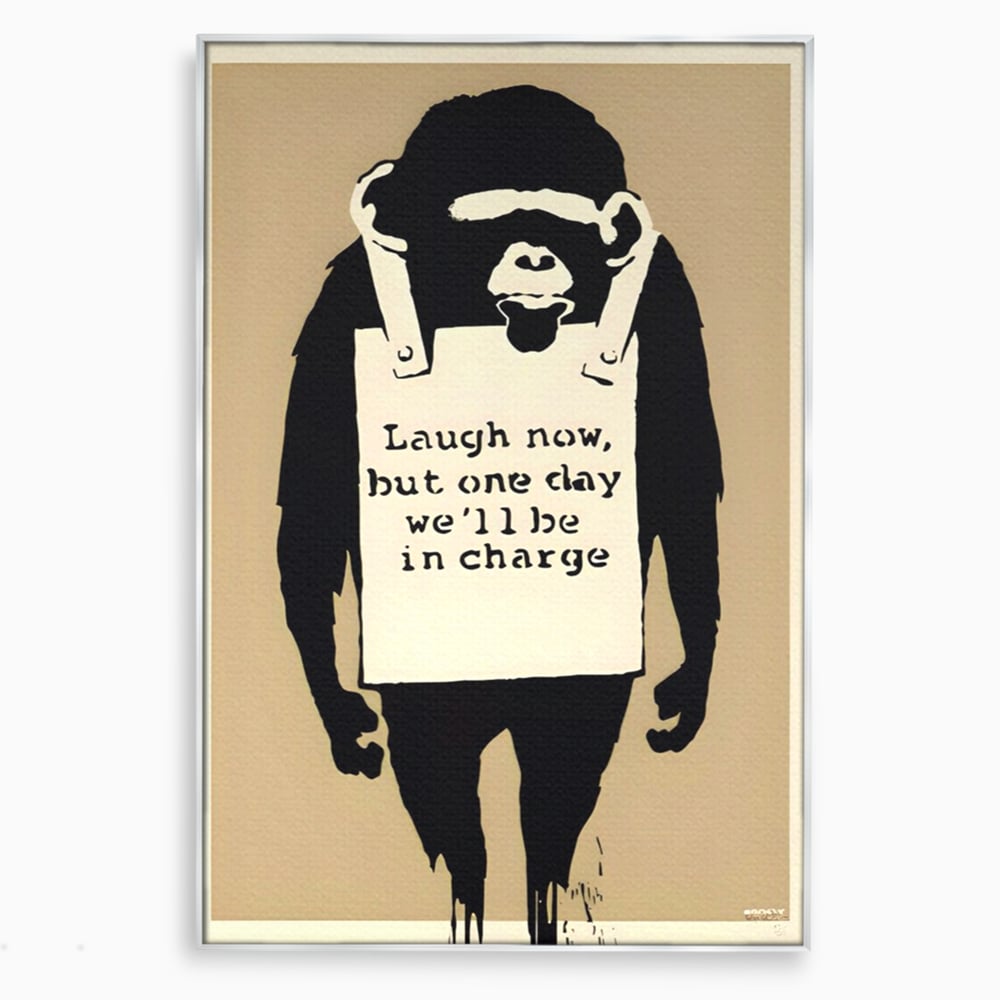 Tablou Canvas Premium LuxCanva® A1387, Laugh Now , Living, Maimuta, Jungla, Motivational, Echipa, Birou, Culori Vibrante