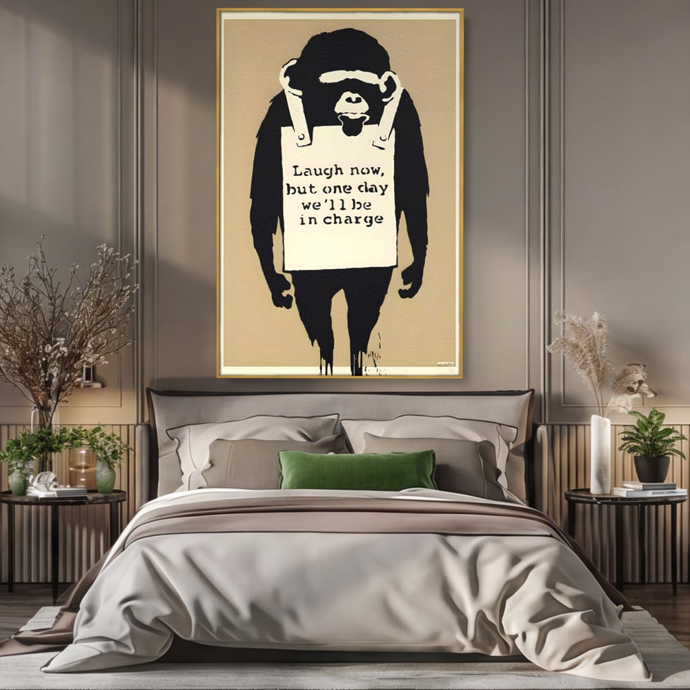 Tablou Canvas Premium LuxCanva® A1387, Laugh Now , Living, Maimuta, Jungla, Motivational, Echipa, Birou, Culori Vibrante