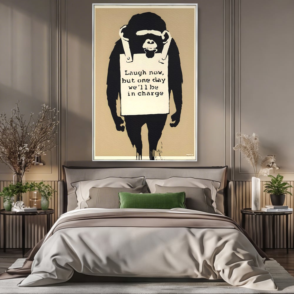 Tablou Canvas Premium LuxCanva® A1387, Laugh Now , Living, Maimuta, Jungla, Motivational, Echipa, Birou, Culori Vibrante
