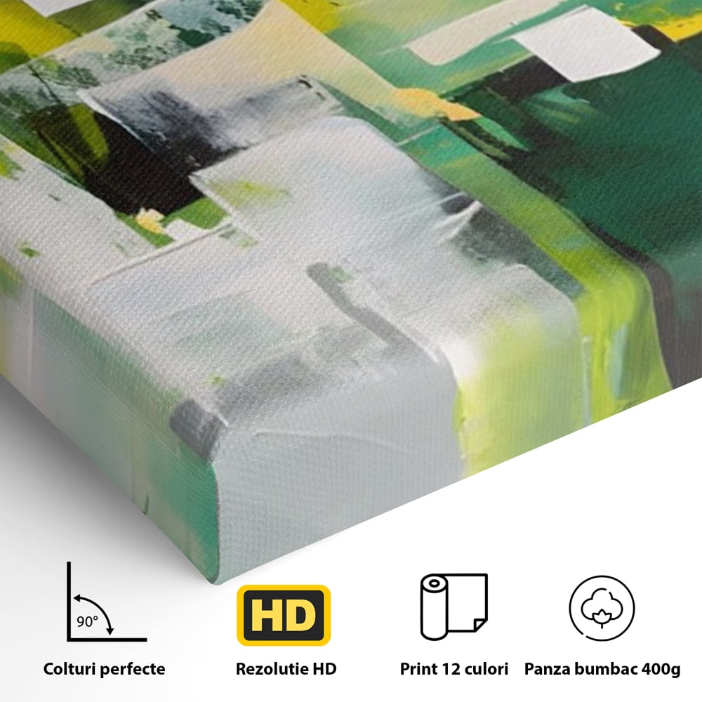 Tablou Canvas Premium LuxCanva® A1388, Abstract Green , Living, Verde, Culoare, Arta Moderna, Dormitor, Culori Vibrante