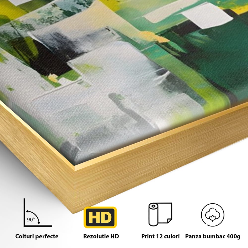 Tablou Canvas Premium LuxCanva® A1388, Abstract Green , Living, Verde, Culoare, Arta Moderna, Dormitor, Culori Vibrante