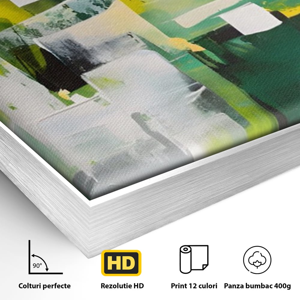 Tablou Canvas Premium LuxCanva® A1388, Abstract Green , Living, Verde, Culoare, Arta Moderna, Dormitor, Culori Vibrante