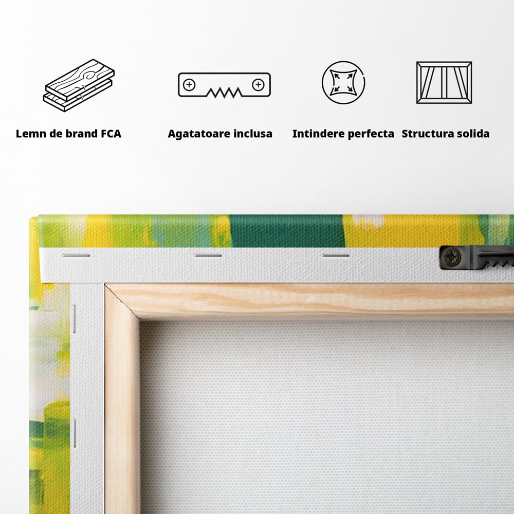 Tablou Canvas Premium LuxCanva® A1388, Abstract Green , Living, Verde, Culoare, Arta Moderna, Dormitor, Culori Vibrante