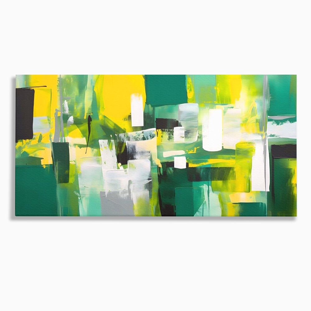Tablou Canvas Premium LuxCanva® A1388, Abstract Green , Living, Verde, Culoare, Arta Moderna, Dormitor, Culori Vibrante