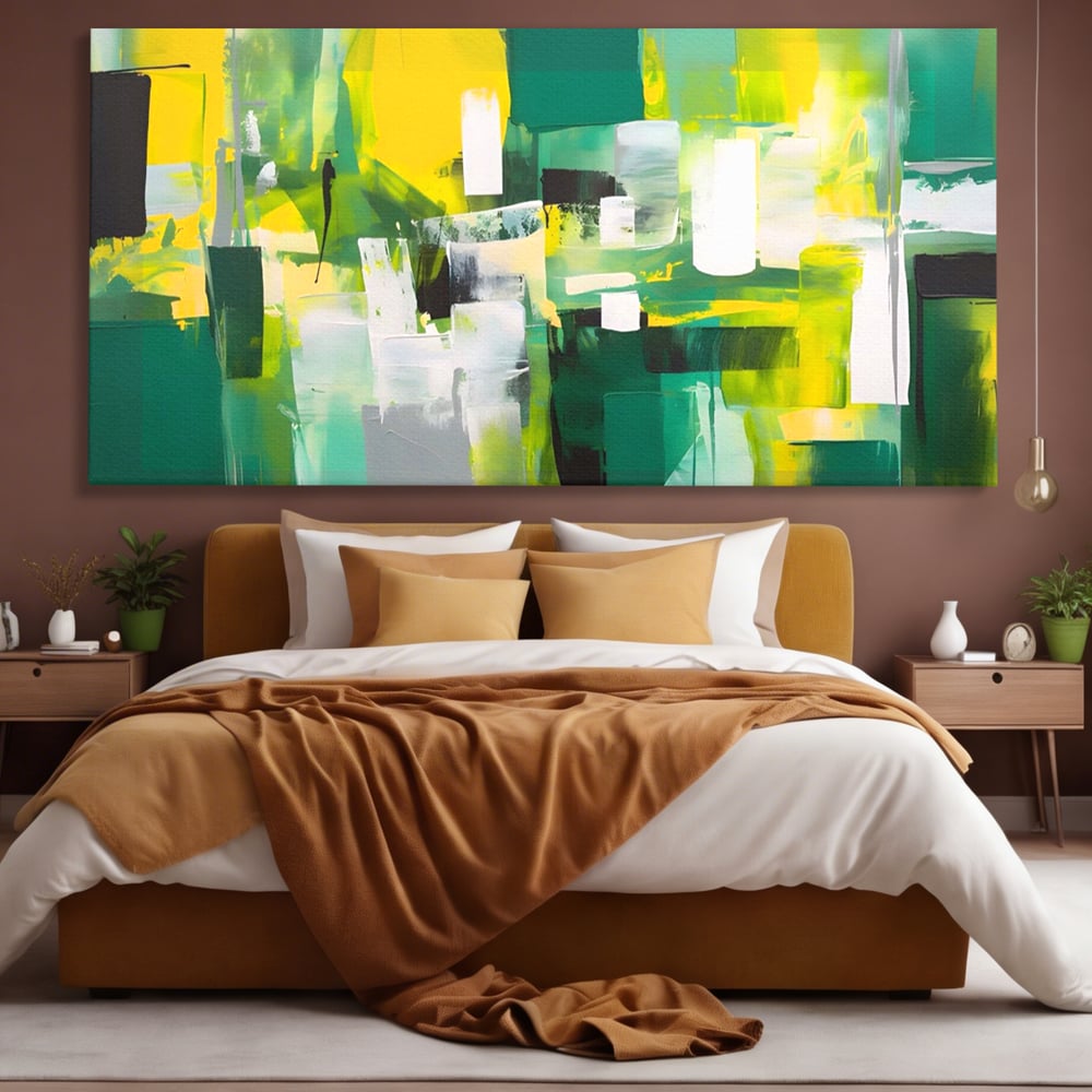 Tablou Canvas Premium LuxCanva® A1388, Abstract Green , Living, Verde, Culoare, Arta Moderna, Dormitor, Culori Vibrante