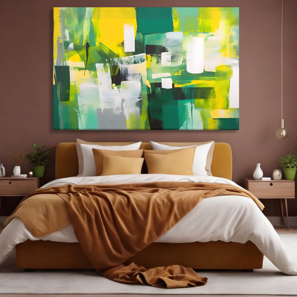 Tablou Canvas Premium LuxCanva® A1388, Abstract Green , Living, Verde, Culoare, Arta Moderna, Dormitor, Culori Vibrante
