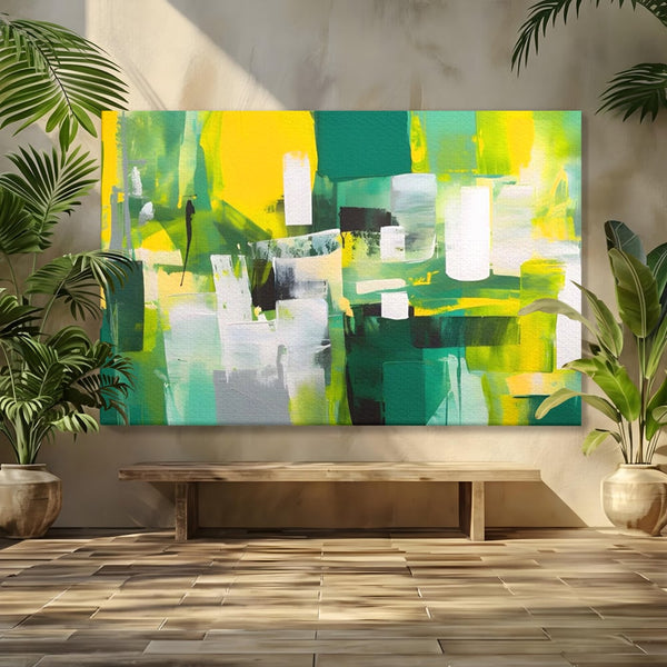 Tablou Canvas Premium LuxCanva® A1388, Abstract Green , Living, Verde, Culoare, Arta Moderna, Dormitor, Culori Vibrante