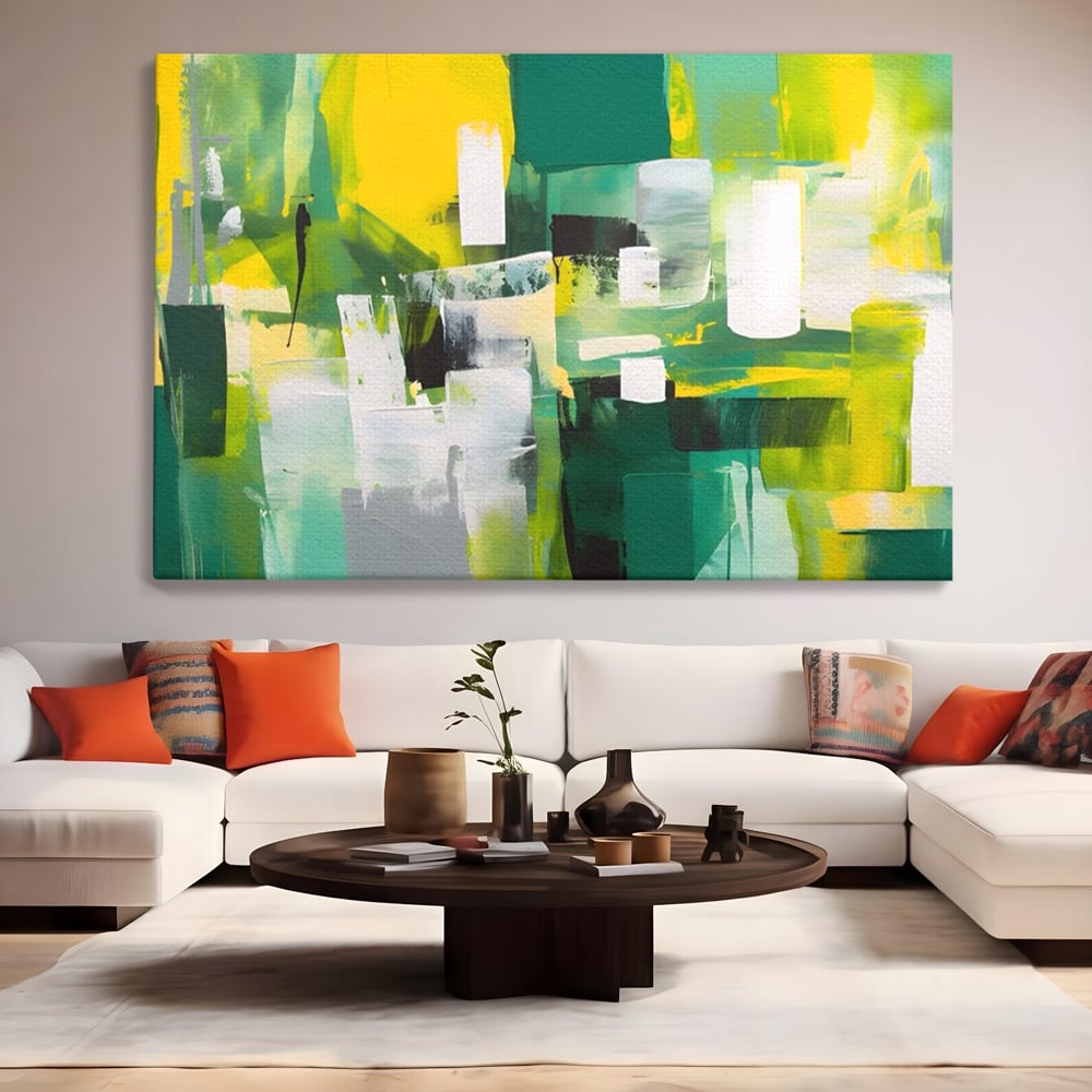 Tablou Canvas Premium LuxCanva® A1388, Abstract Green , Living, Verde, Culoare, Arta Moderna, Dormitor, Culori Vibrante