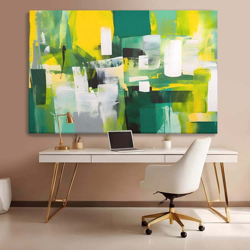 Tablou Canvas Premium LuxCanva® A1388, Abstract Green , Living, Verde, Culoare, Arta Moderna, Dormitor, Culori Vibrante