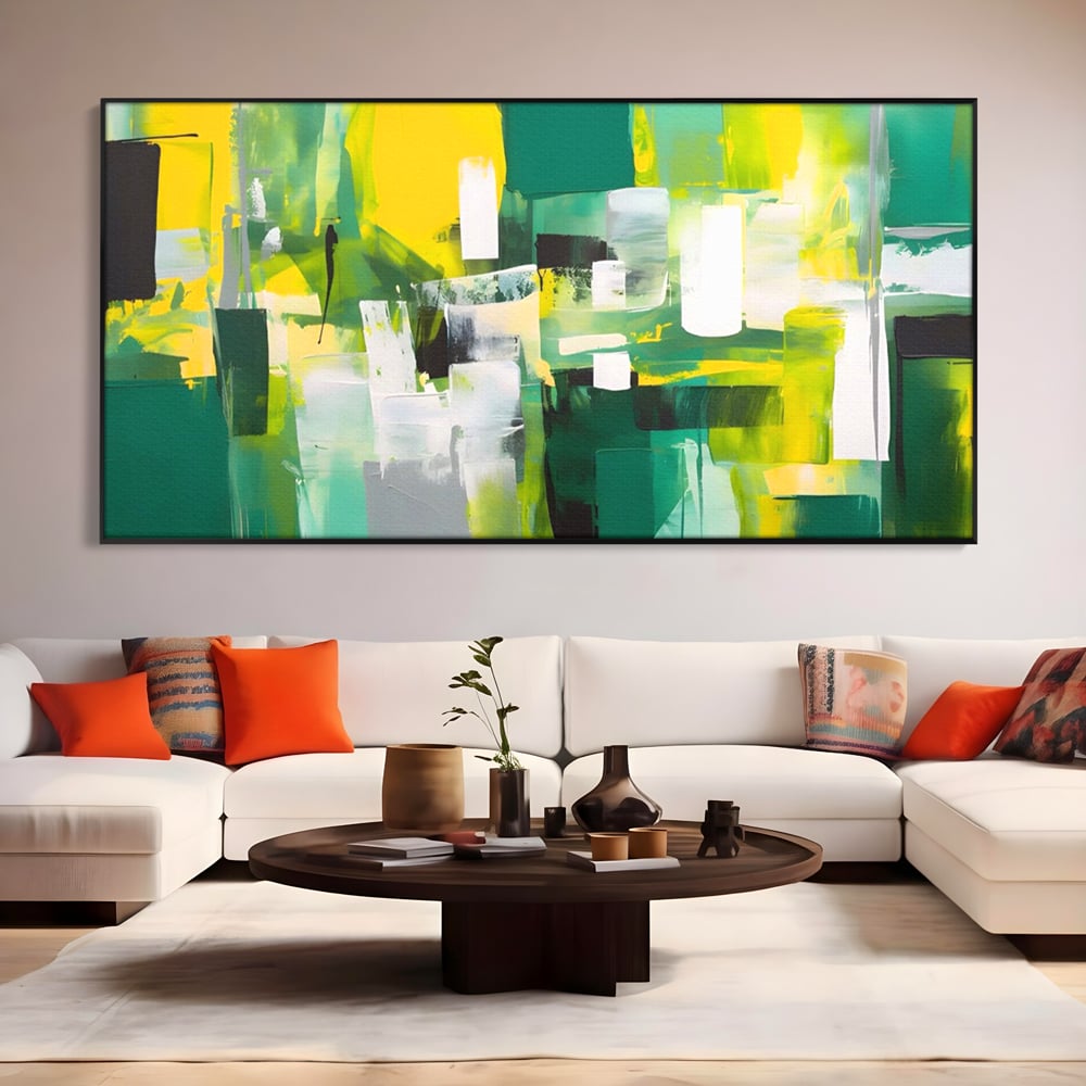 Tablou Canvas Premium LuxCanva® A1388, Abstract Green , Living, Verde, Culoare, Arta Moderna, Dormitor, Culori Vibrante