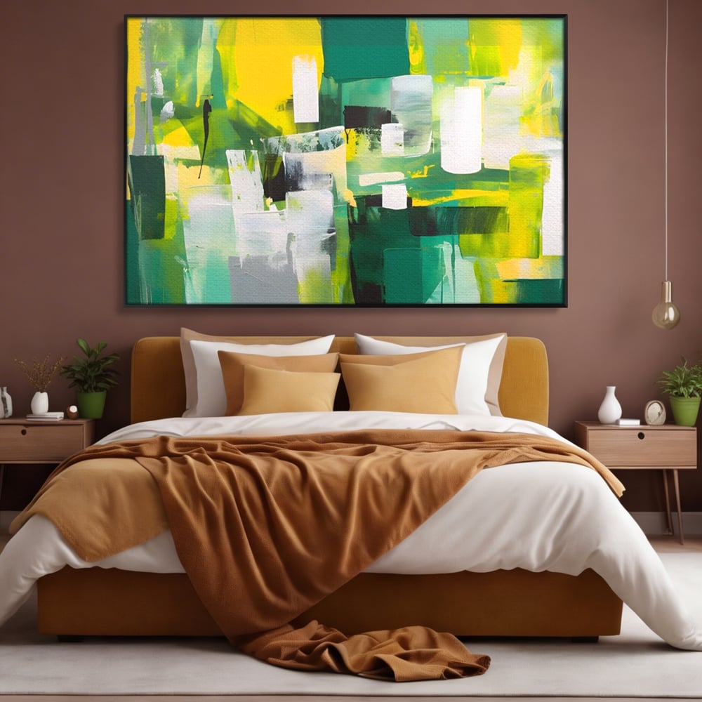 Tablou Canvas Premium LuxCanva® A1388, Abstract Green , Living, Verde, Culoare, Arta Moderna, Dormitor, Culori Vibrante