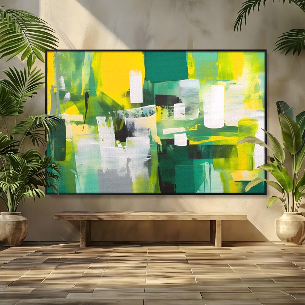 Tablou Canvas Premium LuxCanva® A1388, Abstract Green , Living, Verde, Culoare, Arta Moderna, Dormitor, Culori Vibrante