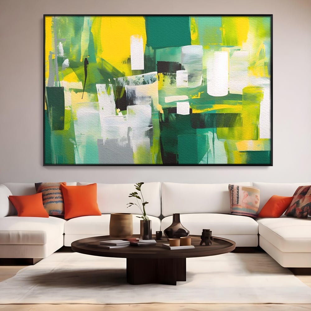 Tablou Canvas Premium LuxCanva® A1388, Abstract Green , Living, Verde, Culoare, Arta Moderna, Dormitor, Culori Vibrante