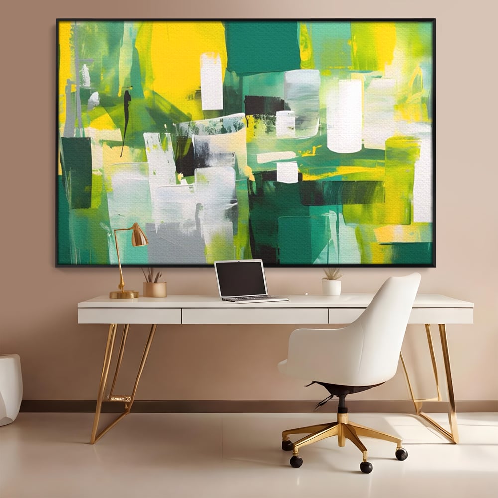 Tablou Canvas Premium LuxCanva® A1388, Abstract Green , Living, Verde, Culoare, Arta Moderna, Dormitor, Culori Vibrante