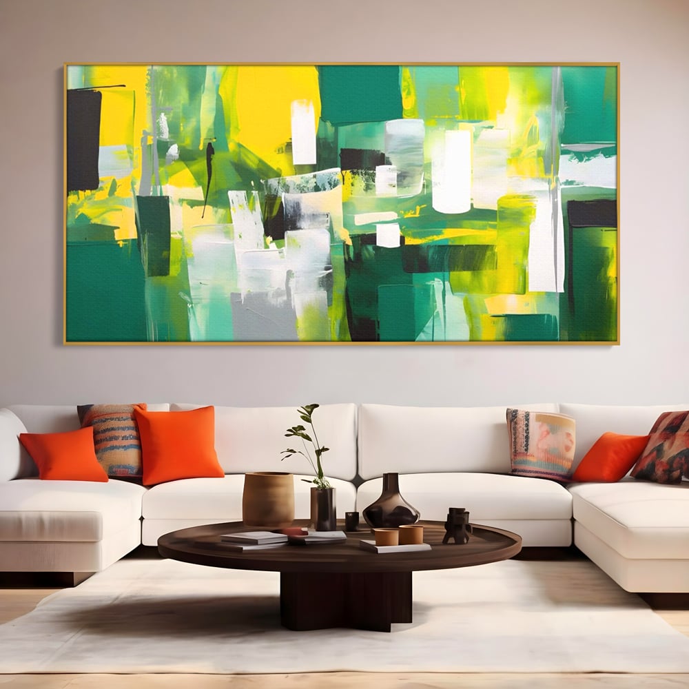 Tablou Canvas Premium LuxCanva® A1388, Abstract Green , Living, Verde, Culoare, Arta Moderna, Dormitor, Culori Vibrante