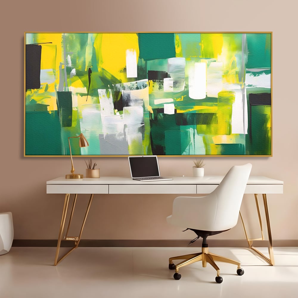 Tablou Canvas Premium LuxCanva® A1388, Abstract Green , Living, Verde, Culoare, Arta Moderna, Dormitor, Culori Vibrante