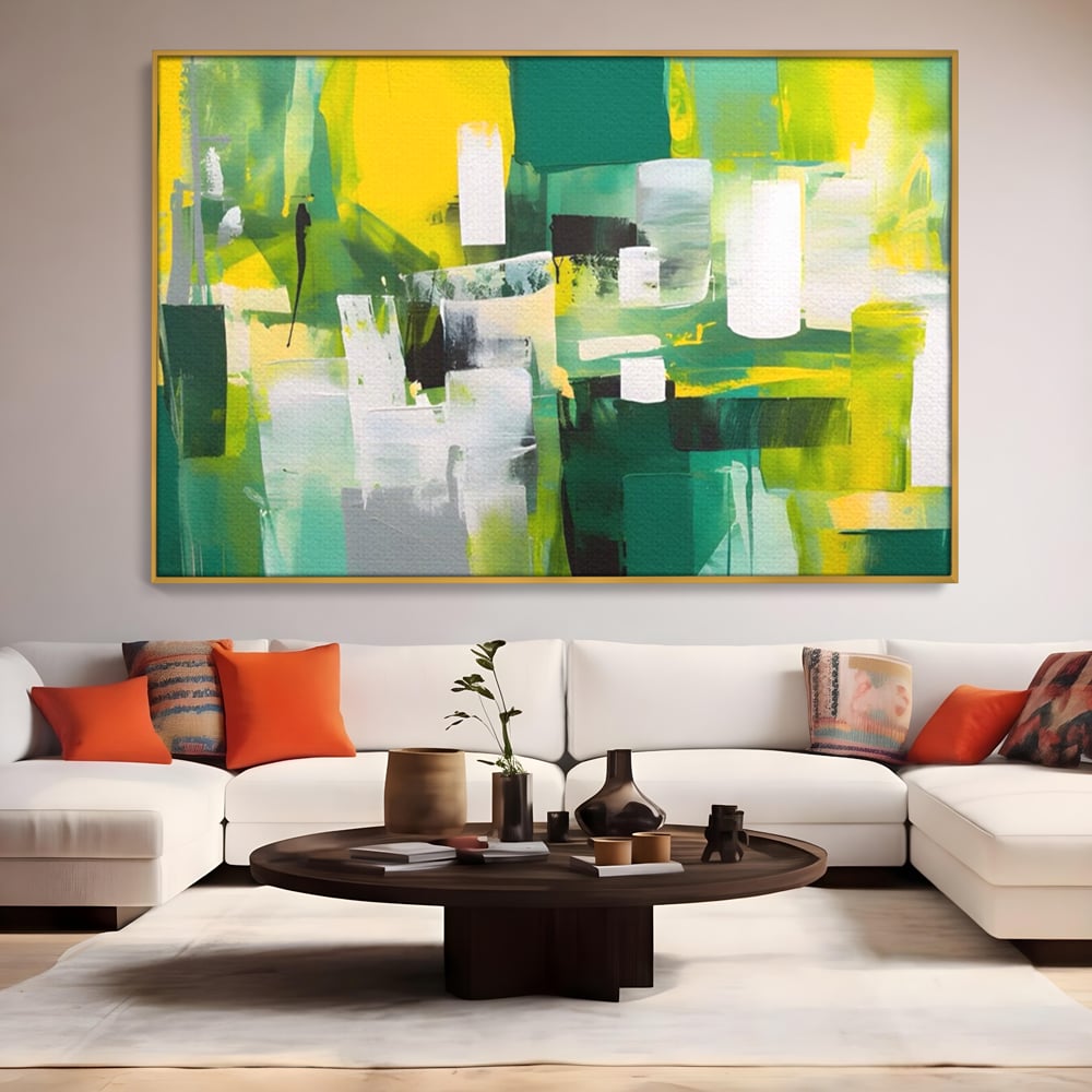 Tablou Canvas Premium LuxCanva® A1388, Abstract Green , Living, Verde, Culoare, Arta Moderna, Dormitor, Culori Vibrante