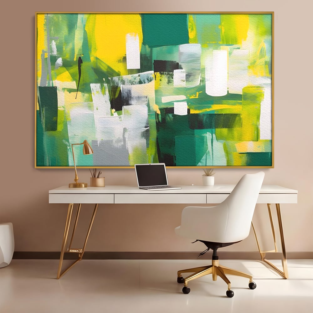 Tablou Canvas Premium LuxCanva® A1388, Abstract Green , Living, Verde, Culoare, Arta Moderna, Dormitor, Culori Vibrante