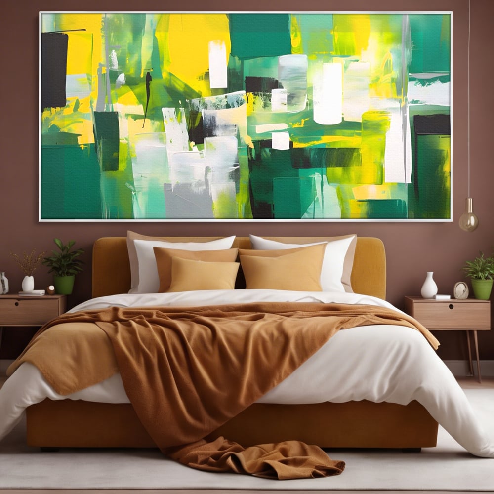 Tablou Canvas Premium LuxCanva® A1388, Abstract Green , Living, Verde, Culoare, Arta Moderna, Dormitor, Culori Vibrante