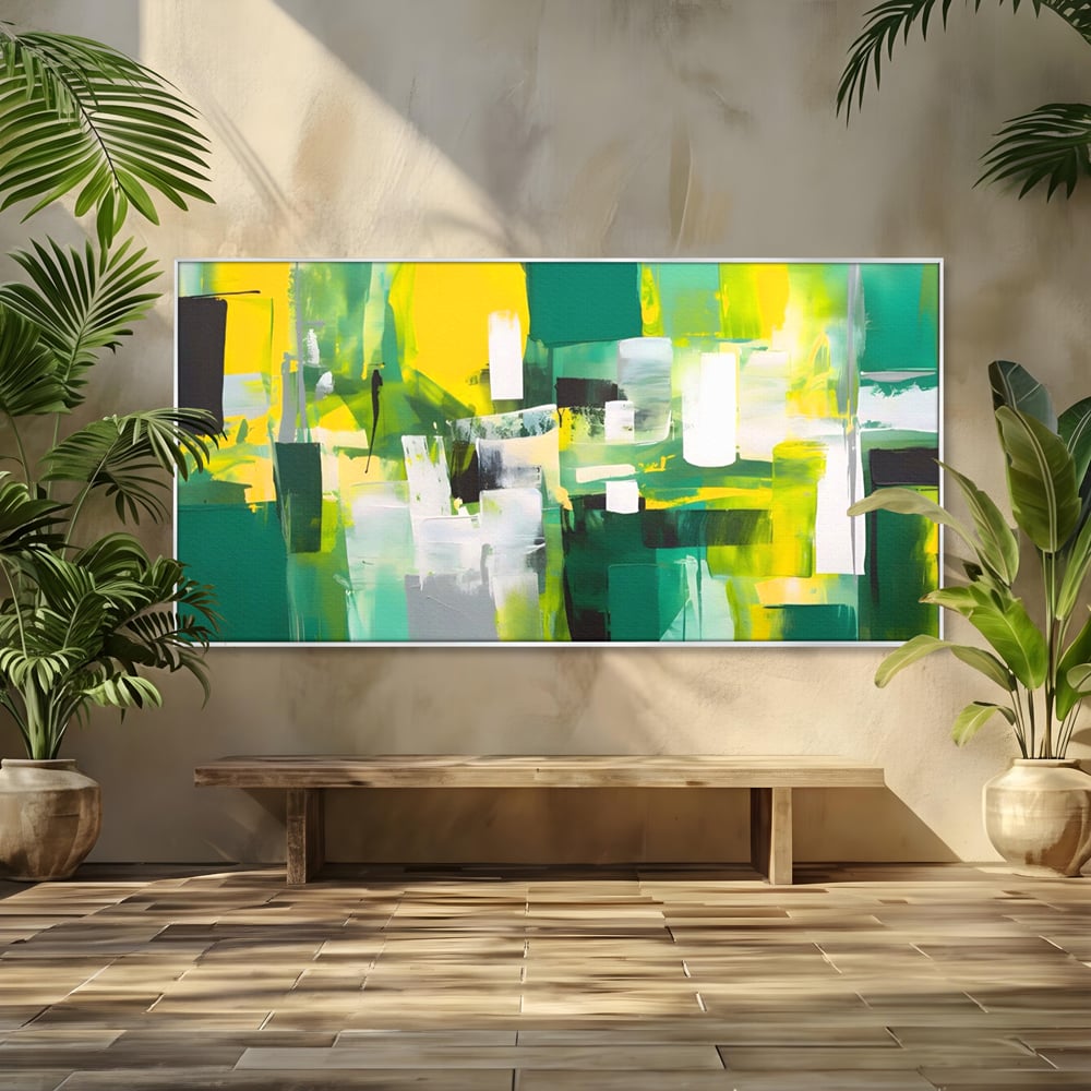 Tablou Canvas Premium LuxCanva® A1388, Abstract Green , Living, Verde, Culoare, Arta Moderna, Dormitor, Culori Vibrante