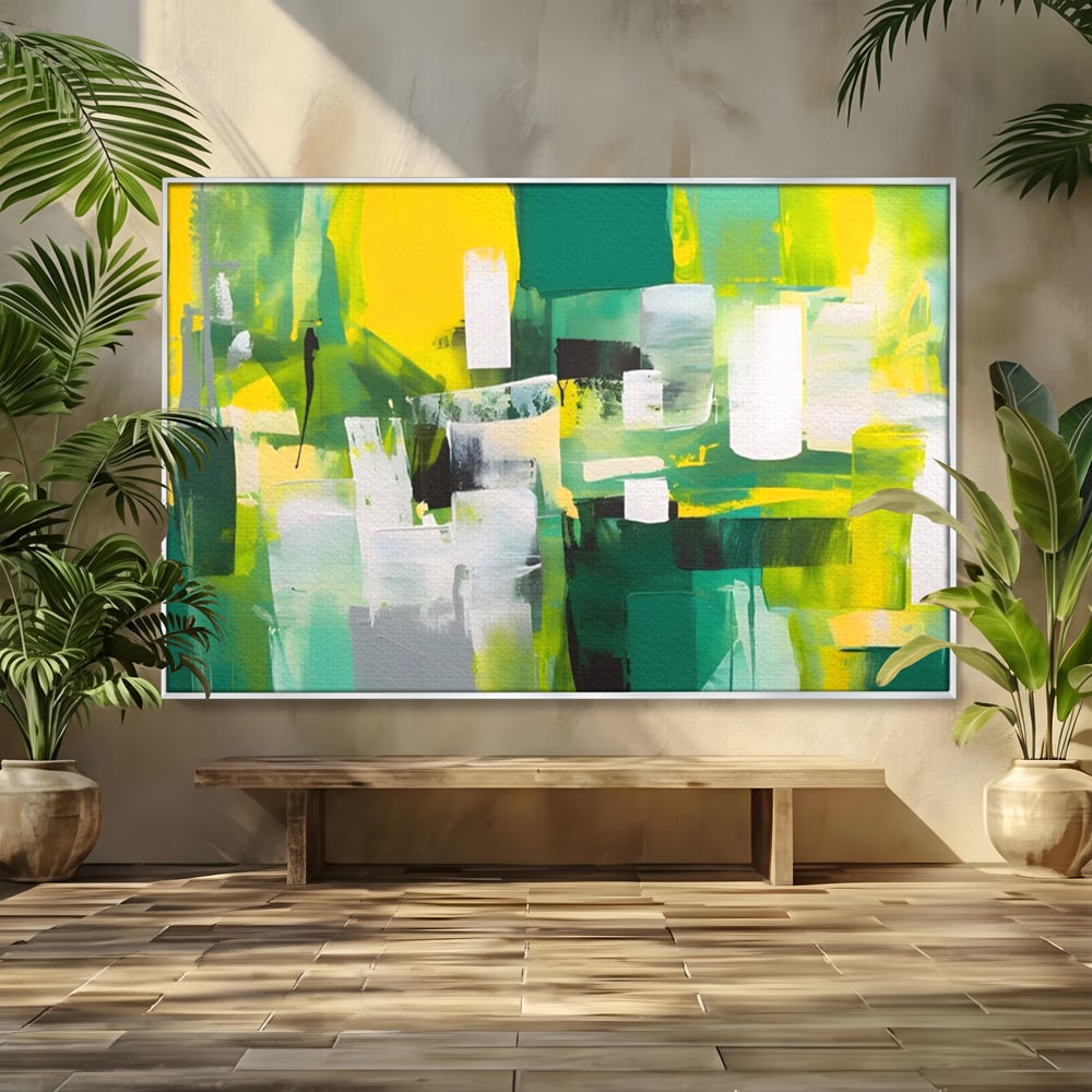 Tablou Canvas Premium LuxCanva® A1388, Abstract Green , Living, Verde, Culoare, Arta Moderna, Dormitor, Culori Vibrante