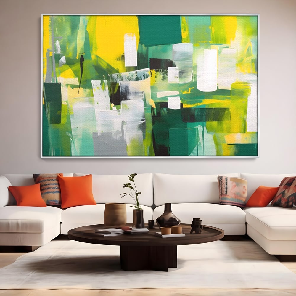 Tablou Canvas Premium LuxCanva® A1388, Abstract Green , Living, Verde, Culoare, Arta Moderna, Dormitor, Culori Vibrante