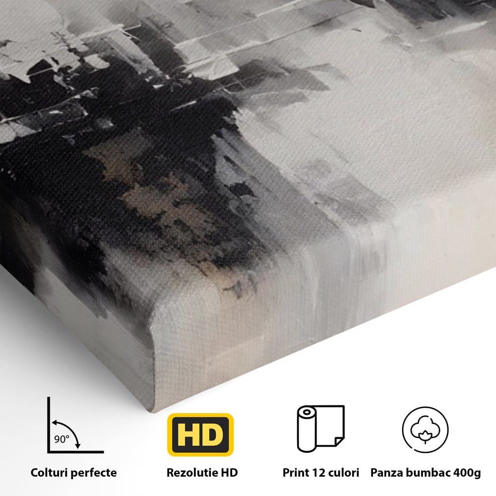 Tablou Canvas Premium LuxCanva® A1390, Abstract Gray , Living, Arta Moderna, Gri, Reflexie De Culori, Galerie, Culori Vibrante