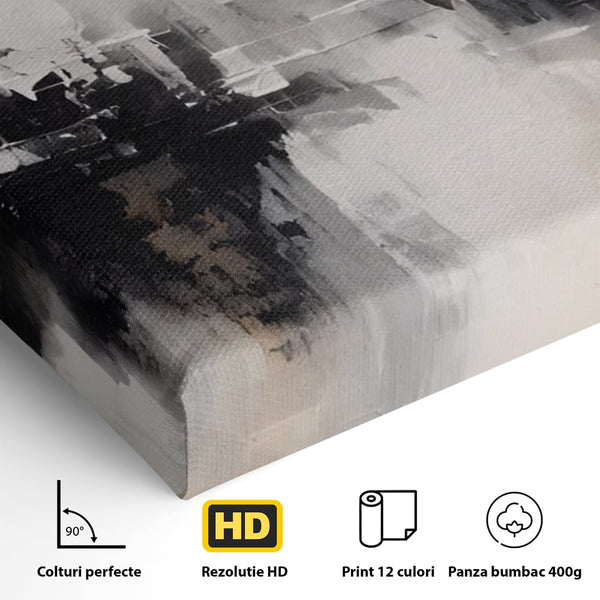 Leinwand Premium Canvas Wandkunst LuxCanva® A1390, Abstrakt Grau , Wohnen, Moderne Kunst, Moderne Kunst, Grau, Reflektierende Farben, Galerie, Lebendige Farben