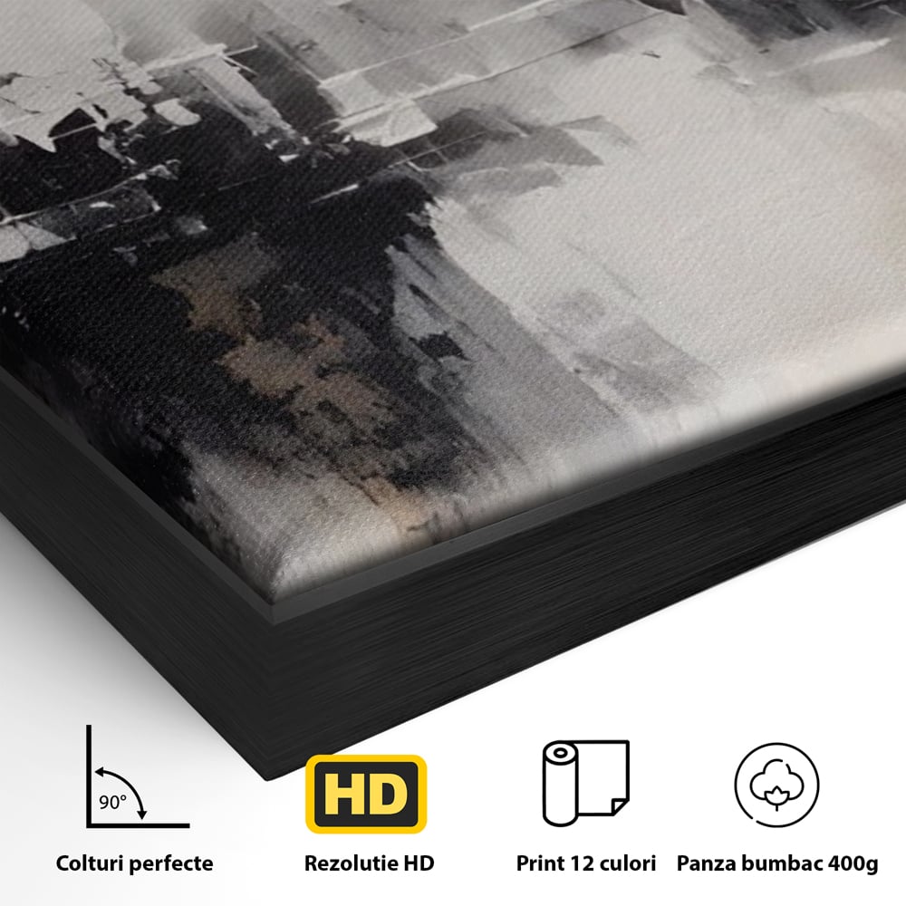 Tablou Canvas Premium LuxCanva® A1390, Abstract Gray , Living, Arta Moderna, Gri, Reflexie De Culori, Galerie, Culori Vibrante