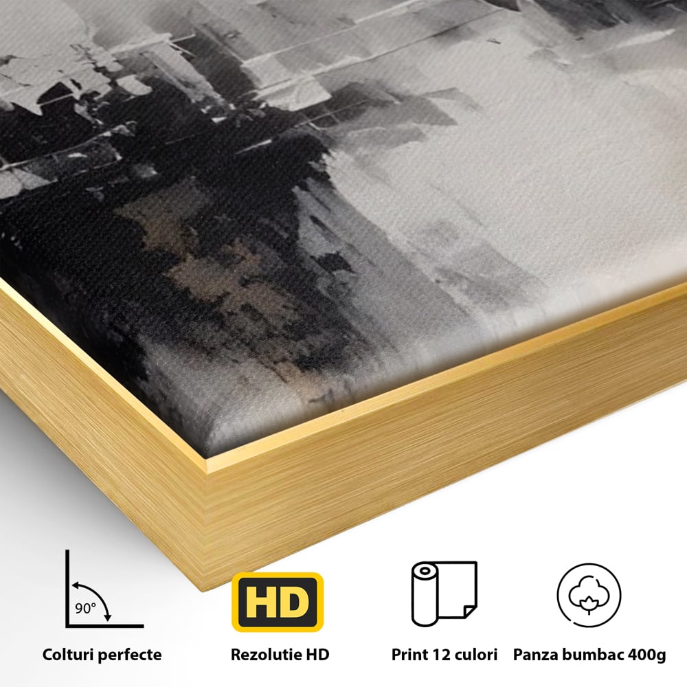 Tablou Canvas Premium LuxCanva® A1390, Abstract Gray , Living, Arta Moderna, Gri, Reflexie De Culori, Galerie, Culori Vibrante