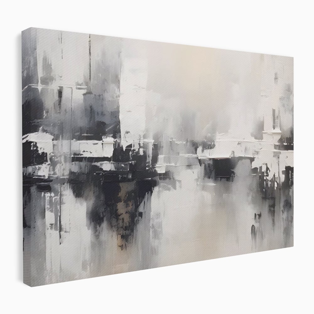 Tablou Canvas Premium LuxCanva® A1390, Abstract Gray , Living, Arta Moderna, Gri, Reflexie De Culori, Galerie, Culori Vibrante