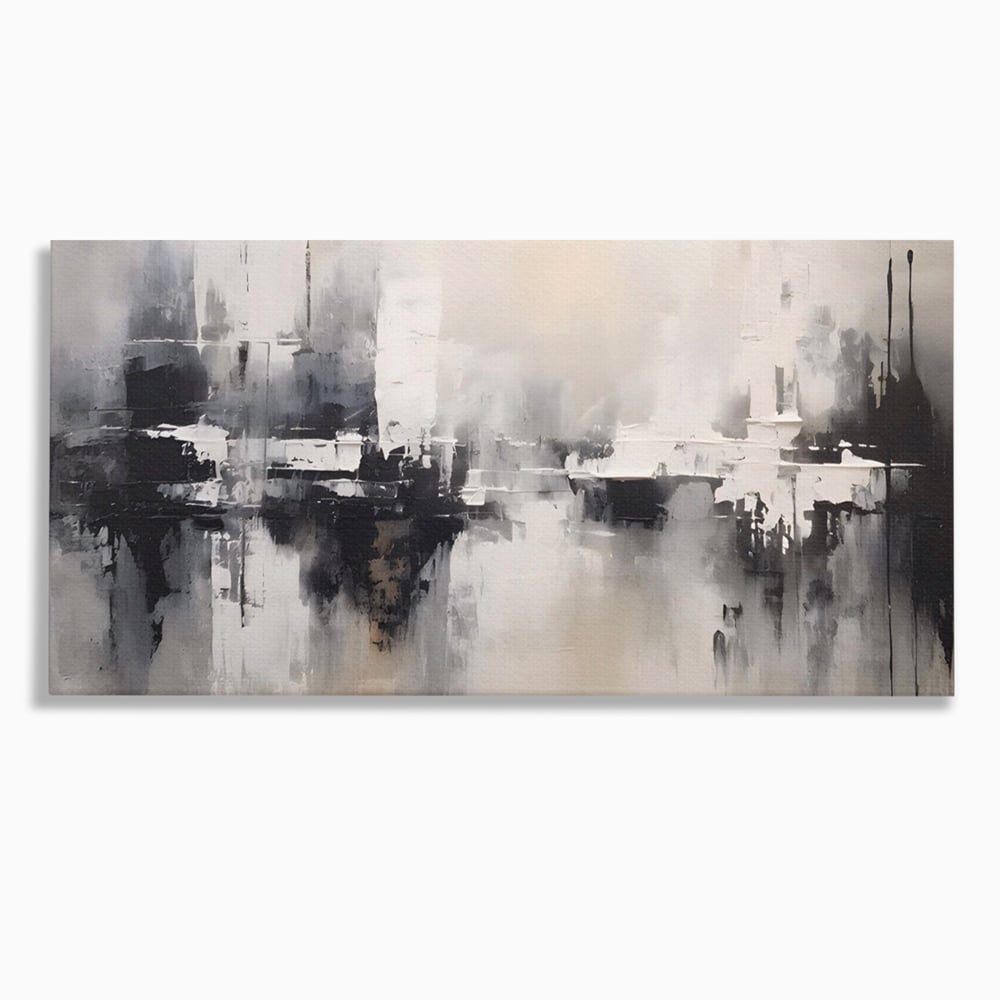 Tablou Canvas Premium LuxCanva® A1390, Abstract Gray , Living, Arta Moderna, Gri, Reflexie De Culori, Galerie, Culori Vibrante