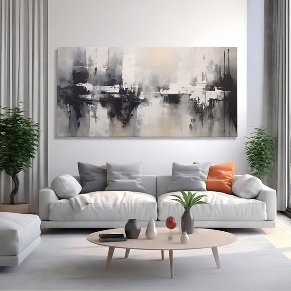 Tablou Canvas Premium LuxCanva® A1390, Abstract Gray , Living, Arta Moderna, Gri, Reflexie De Culori, Galerie, Culori Vibrante