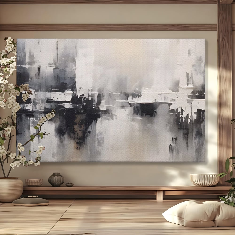 Tablou Canvas Premium LuxCanva® A1390, Abstract Gray , Living, Arta Moderna, Gri, Reflexie De Culori, Galerie, Culori Vibrante