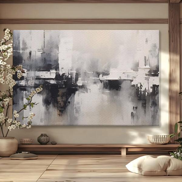 Leinwand Premium Canvas Wandkunst LuxCanva® A1390, Abstrakt Grau , Wohnen, Moderne Kunst, Moderne Kunst, Grau, Reflektierende Farben, Galerie, Lebendige Farben