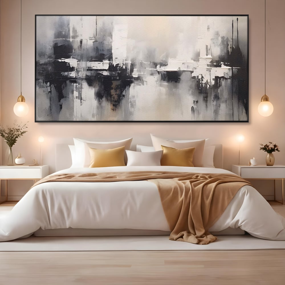 Tablou Canvas Premium LuxCanva® A1390, Abstract Gray , Living, Arta Moderna, Gri, Reflexie De Culori, Galerie, Culori Vibrante