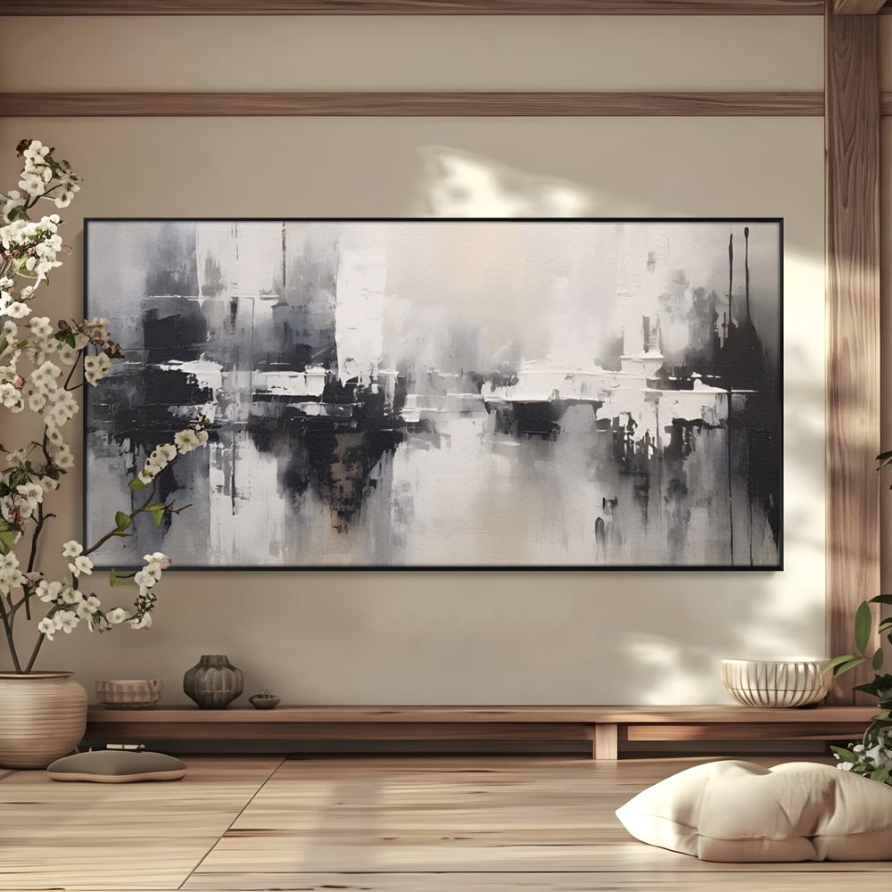 Tablou Canvas Premium LuxCanva® A1390, Abstract Gray , Living, Arta Moderna, Gri, Reflexie De Culori, Galerie, Culori Vibrante